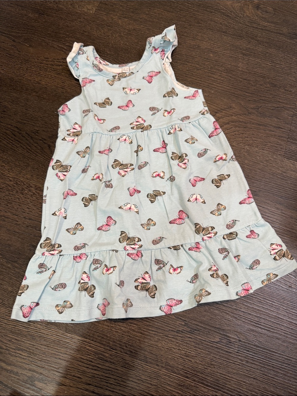 Girls Light Blue Butterfly Print Dress